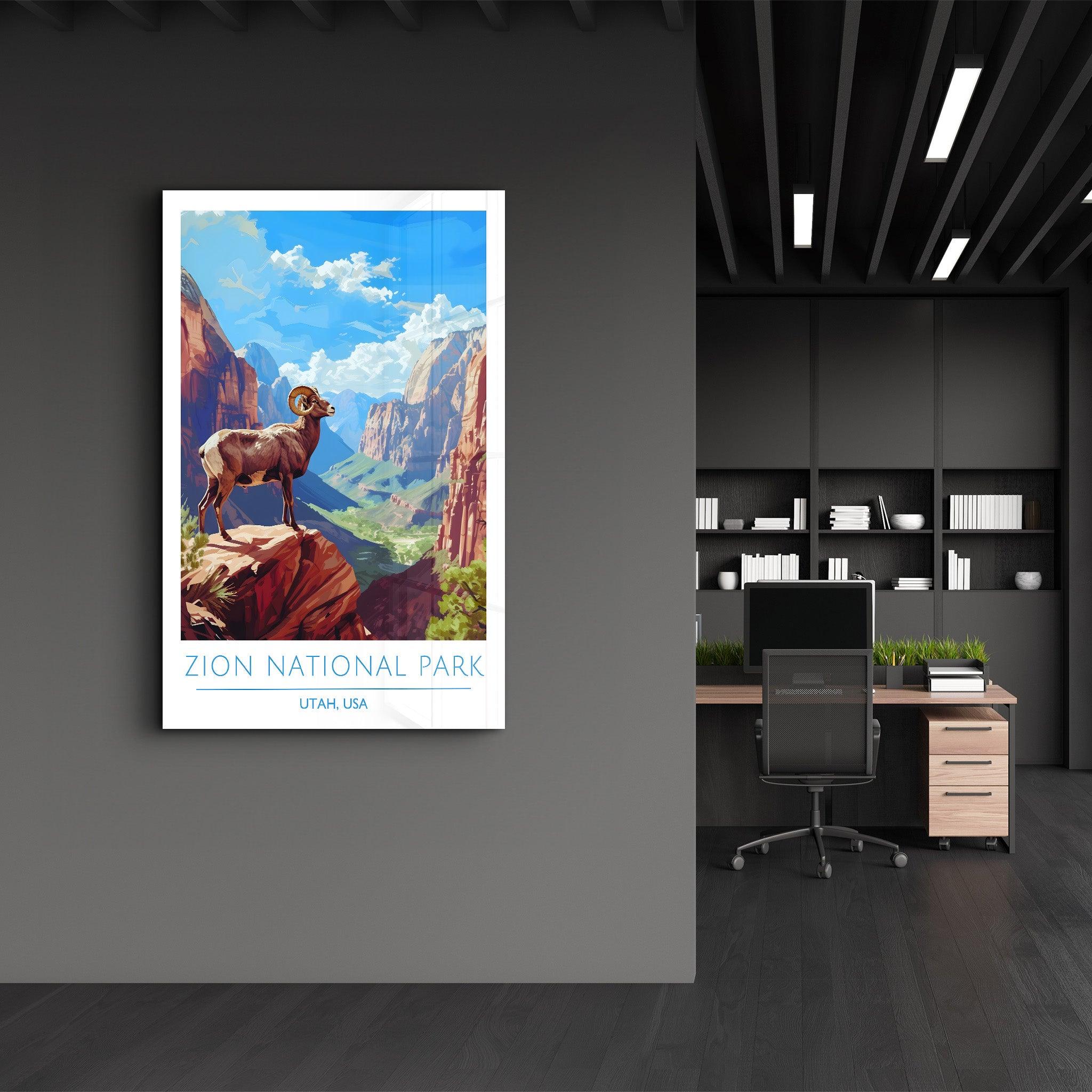 Zion National Park-Utah USA-Travel Posters | Glass Wall Art - Artdesigna