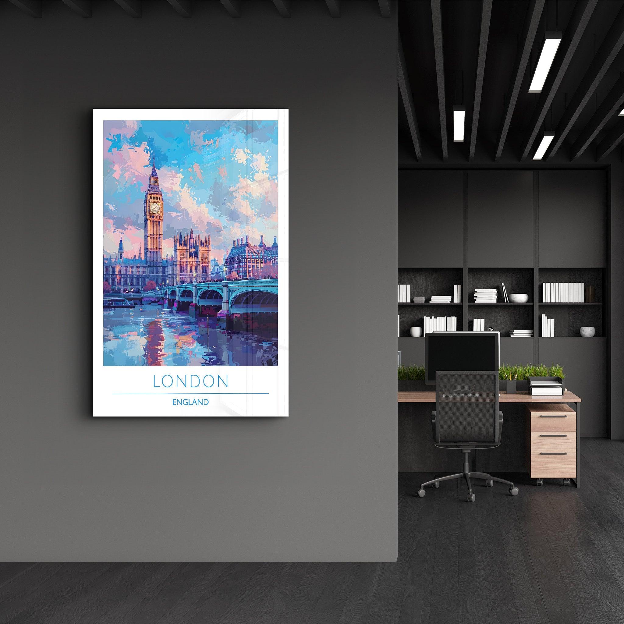 London England 4-Travel Posters | Glass Wall Art - Artdesigna