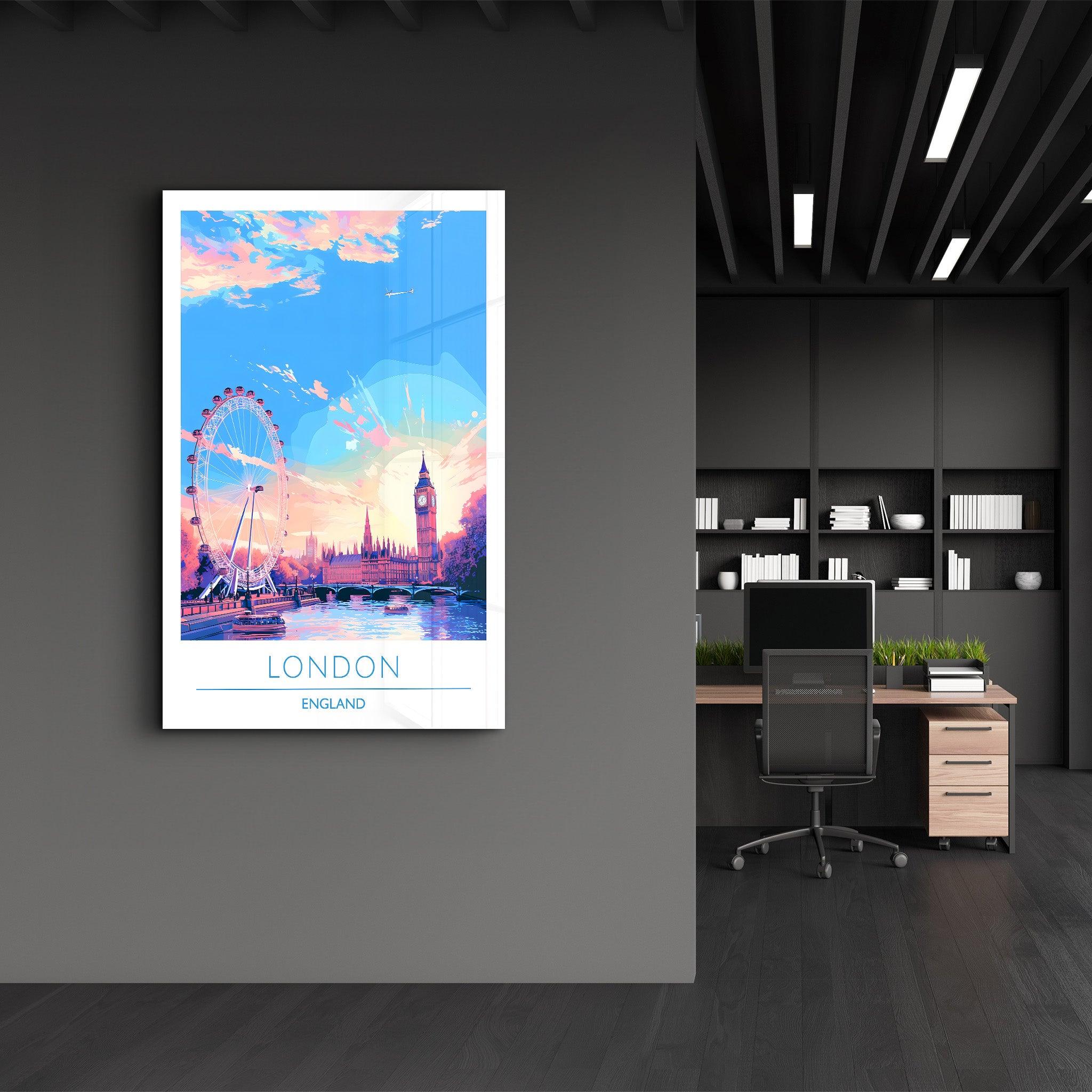 London England 3-Travel Posters | Glass Wall Art - Artdesigna