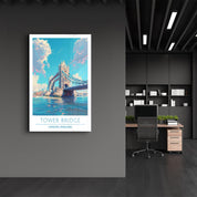 Tower Bridge-London England-Travel Posters | Glass Wall Art - Artdesigna