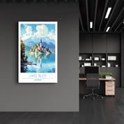 Lake Bled Slovenia-Travel Posters | Glass Wall Art - Artdesigna