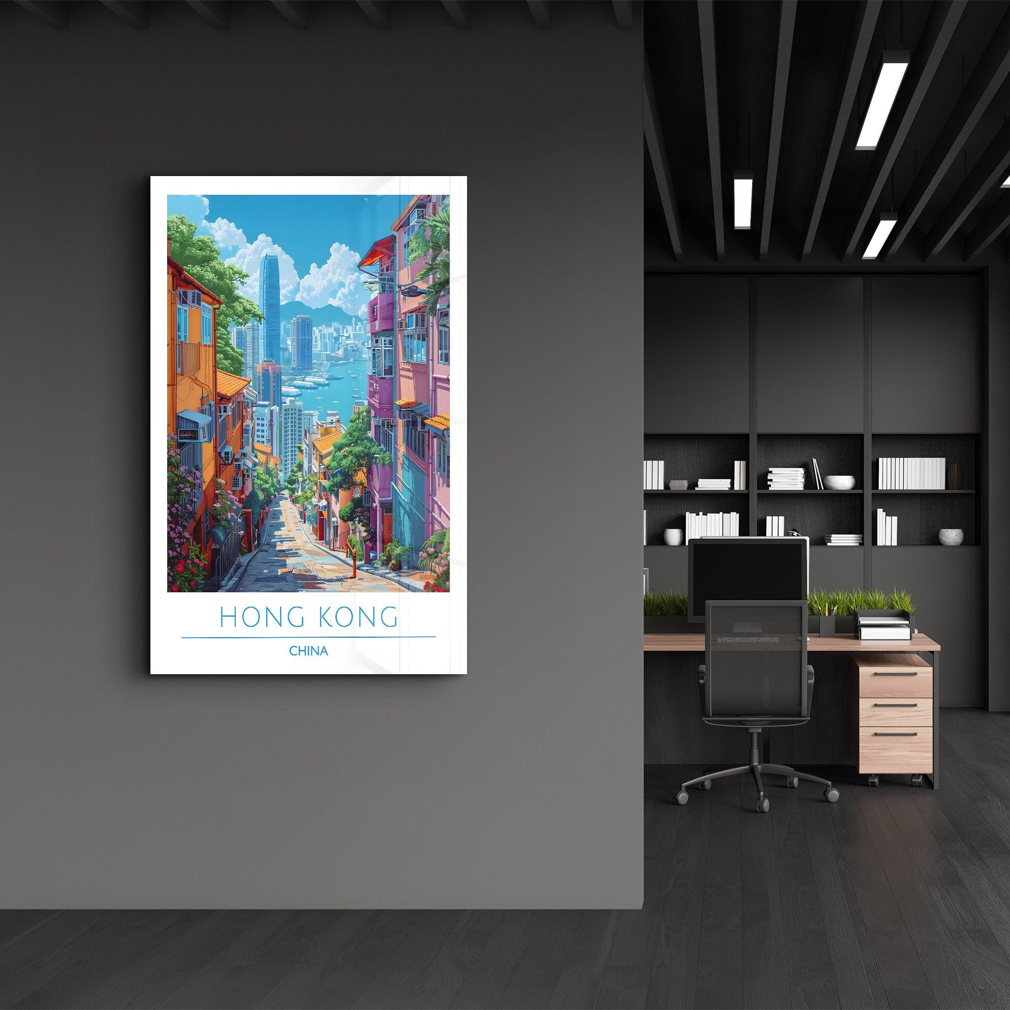 Hong Kong China-Travel Posters | Glass Wall Art - Artdesigna