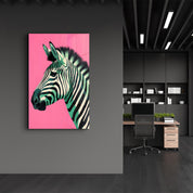 Zebra Pink - Glass Wall Art - Artdesigna