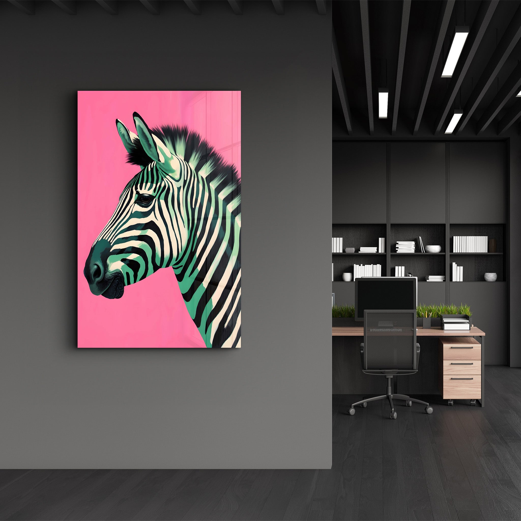 Zebra Pink - Glass Wall Art - Artdesigna