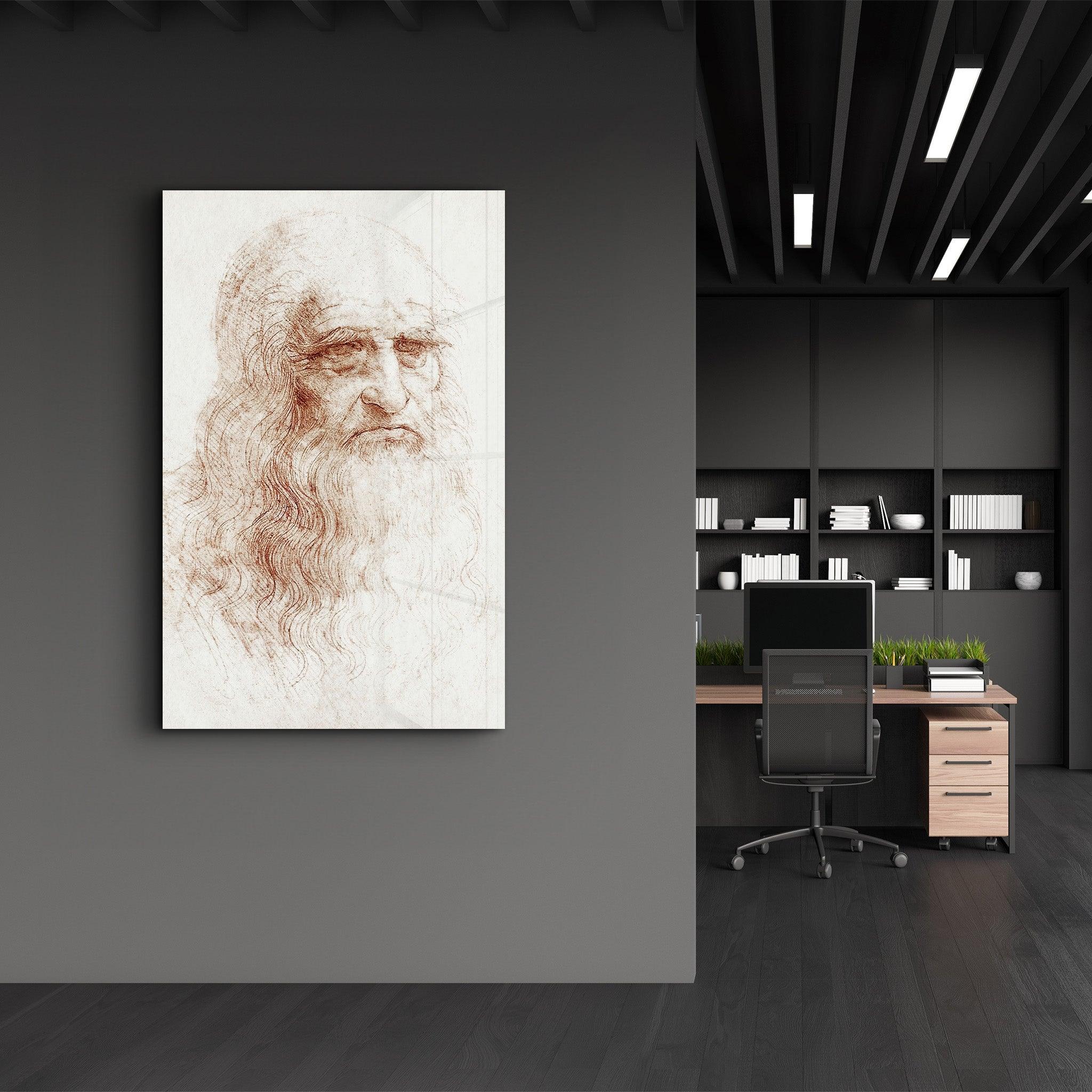 Leonardo da Vinci's Self-portrait (1512) | Glass Wall Art - Artdesigna