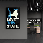 Love This State NewYork | Glass Wall Art - Artdesigna