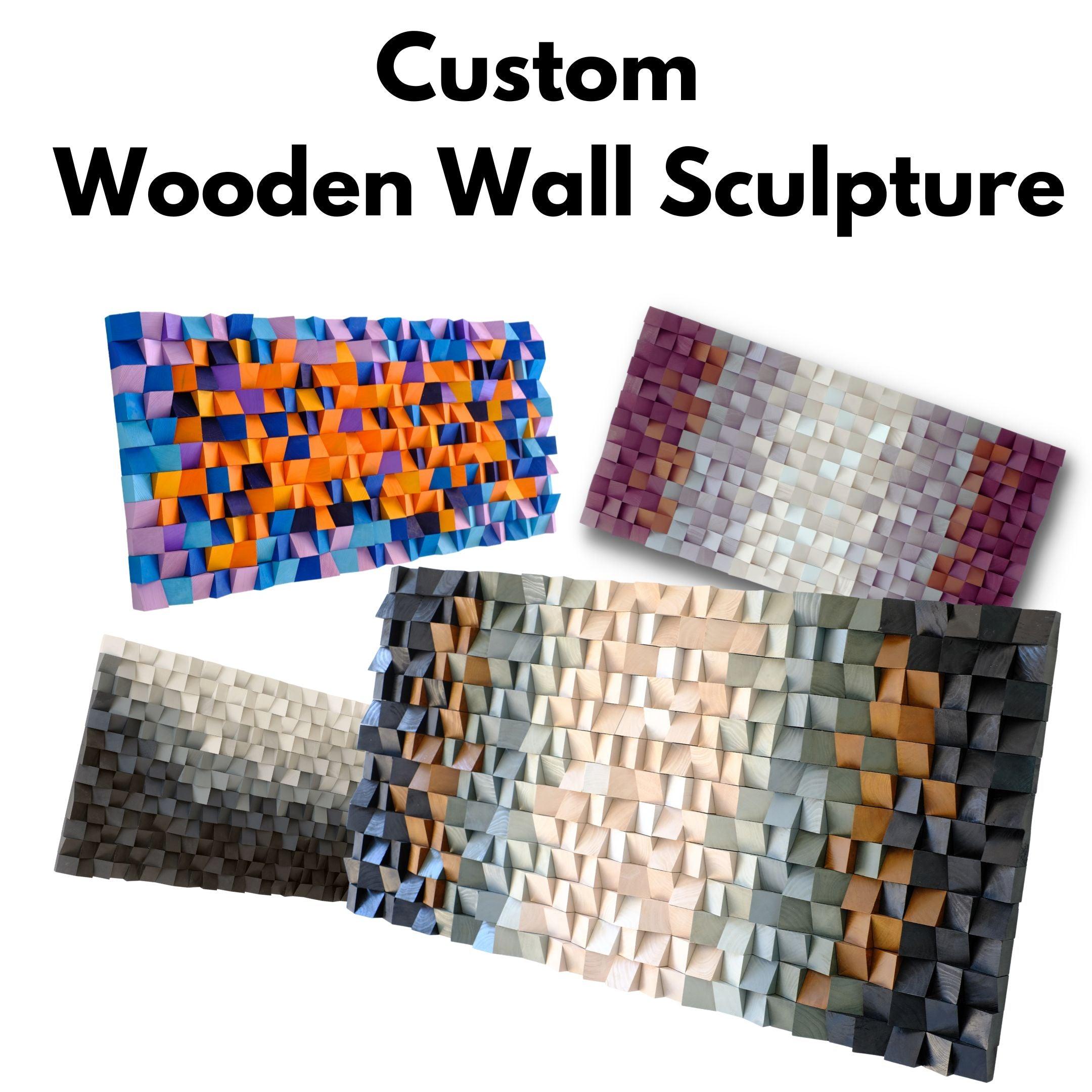 Custom Mosaic Wooden Wall Sculpture - Artdesigna