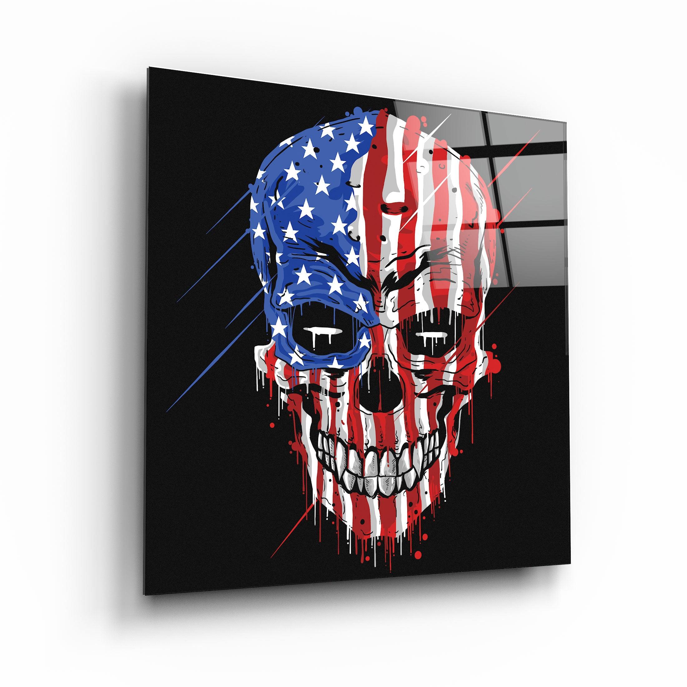 ."American Skull". Designers Collection Glass Wall Art - ArtDesigna Glass Printing Wall Art