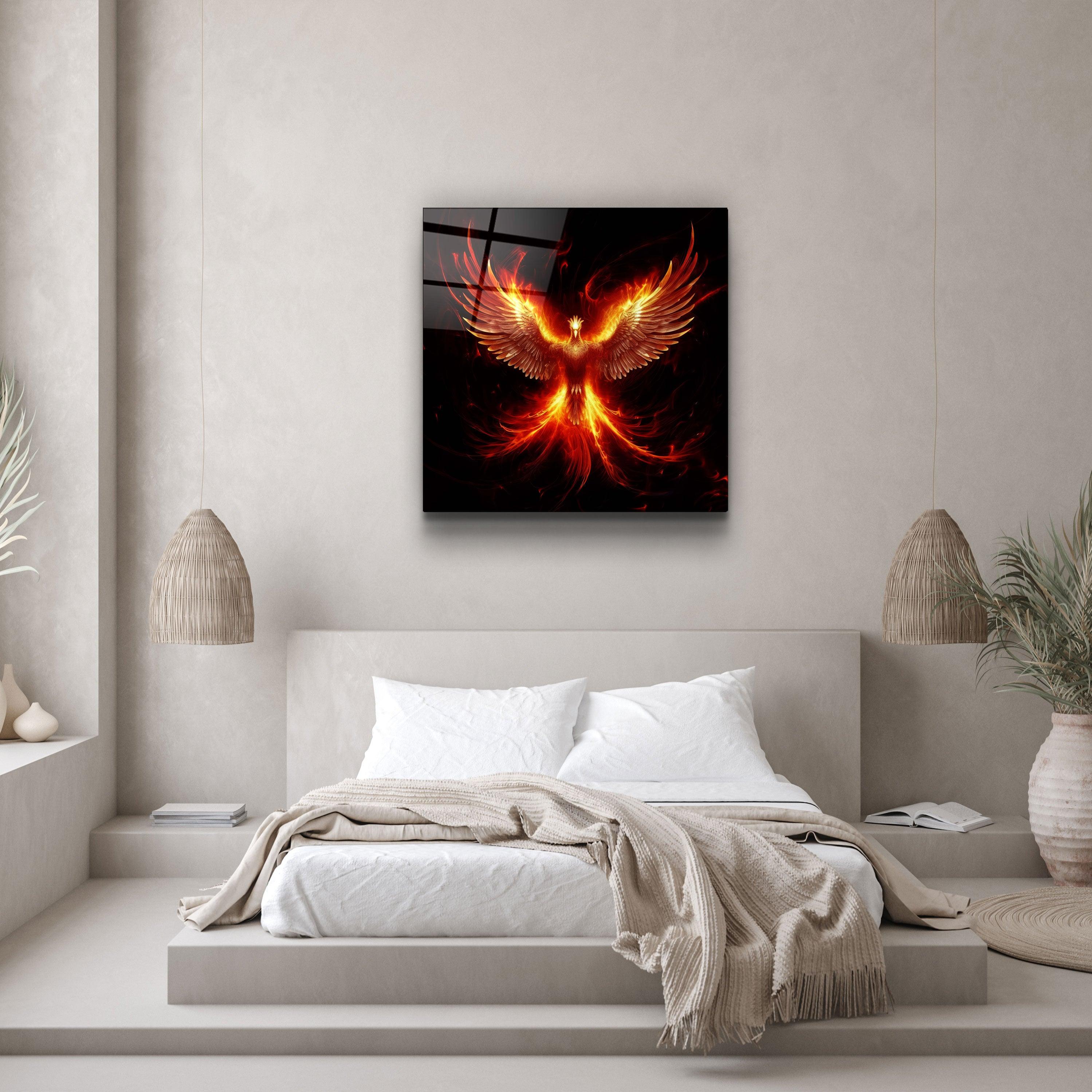 ."Phoenix - Guard of the Secret World". Designers Collection Glass Wall Art - ArtDesigna Glass Printing Wall Art