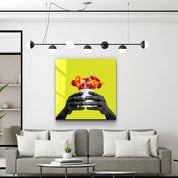 ."Holding the Flower - Lime". Contemporary Collection Glass Wall Art - ArtDesigna Glass Printing Wall Art