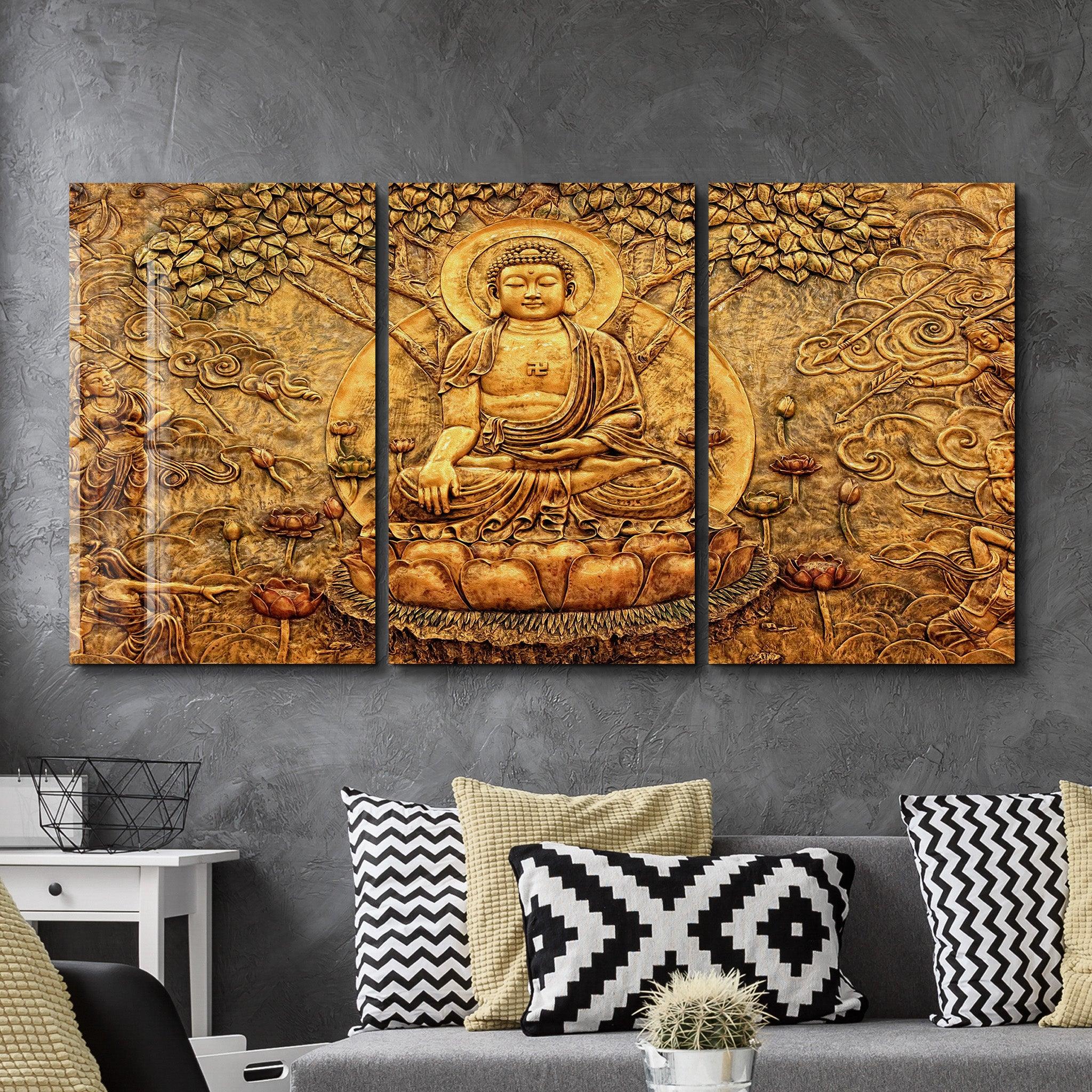 ・"Buddha - Trio"・Glass Wall Art - ArtDesigna Glass Printing Wall Art