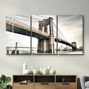 ・"Brooklyn Bridge - Trio"・Glass Wall Art - ArtDesigna Glass Printing Wall Art