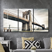 ・"Brooklyn Bridge - Trio"・Glass Wall Art - ArtDesigna Glass Printing Wall Art