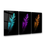 Feathers Trio | Glass Wall Art