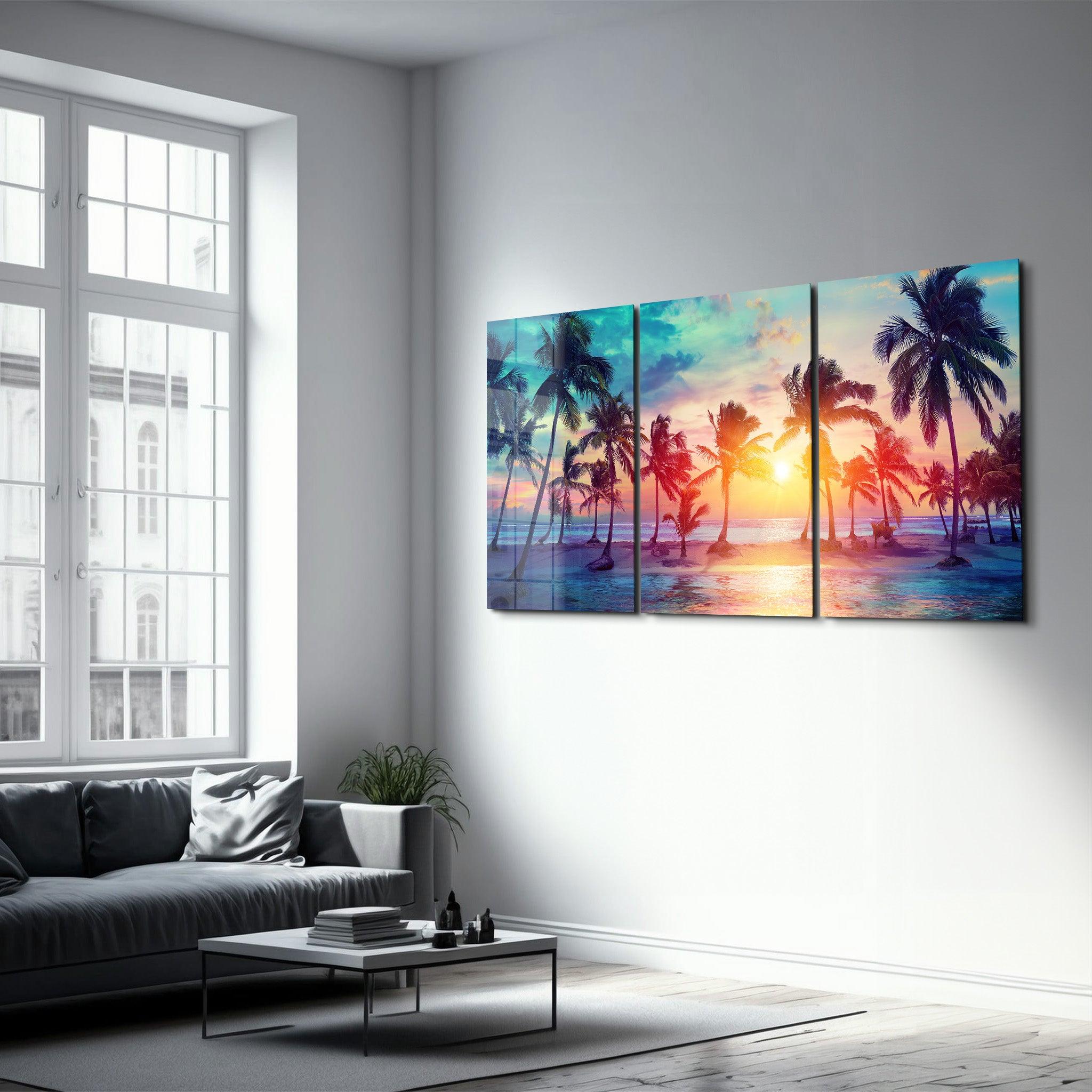 ・"Palm Trees - Trio"・Glass Wall Art - ArtDesigna Glass Printing Wall Art