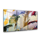 ・"Abstract Oil Paint Patterns - Trio"・Glass Wall Art