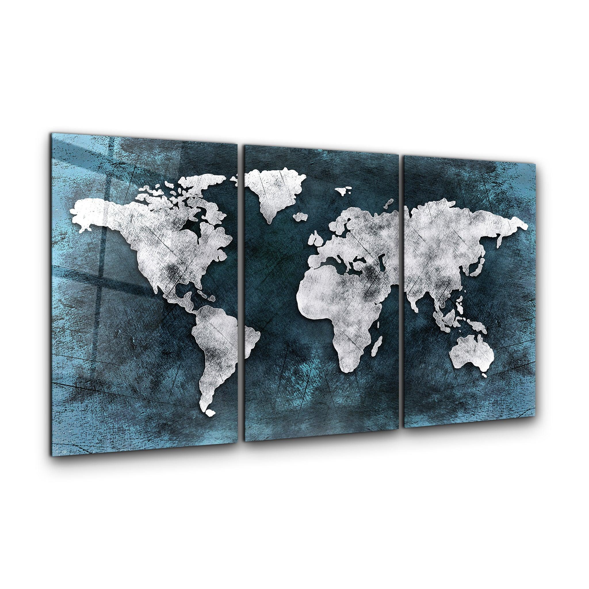 ・"World Map - Trio"・Glass Wall Art - ArtDesigna Glass Printing Wall Art