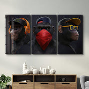 ・"Monkeys Gang - Trio"・Glass Wall Art - ArtDesigna Glass Printing Wall Art