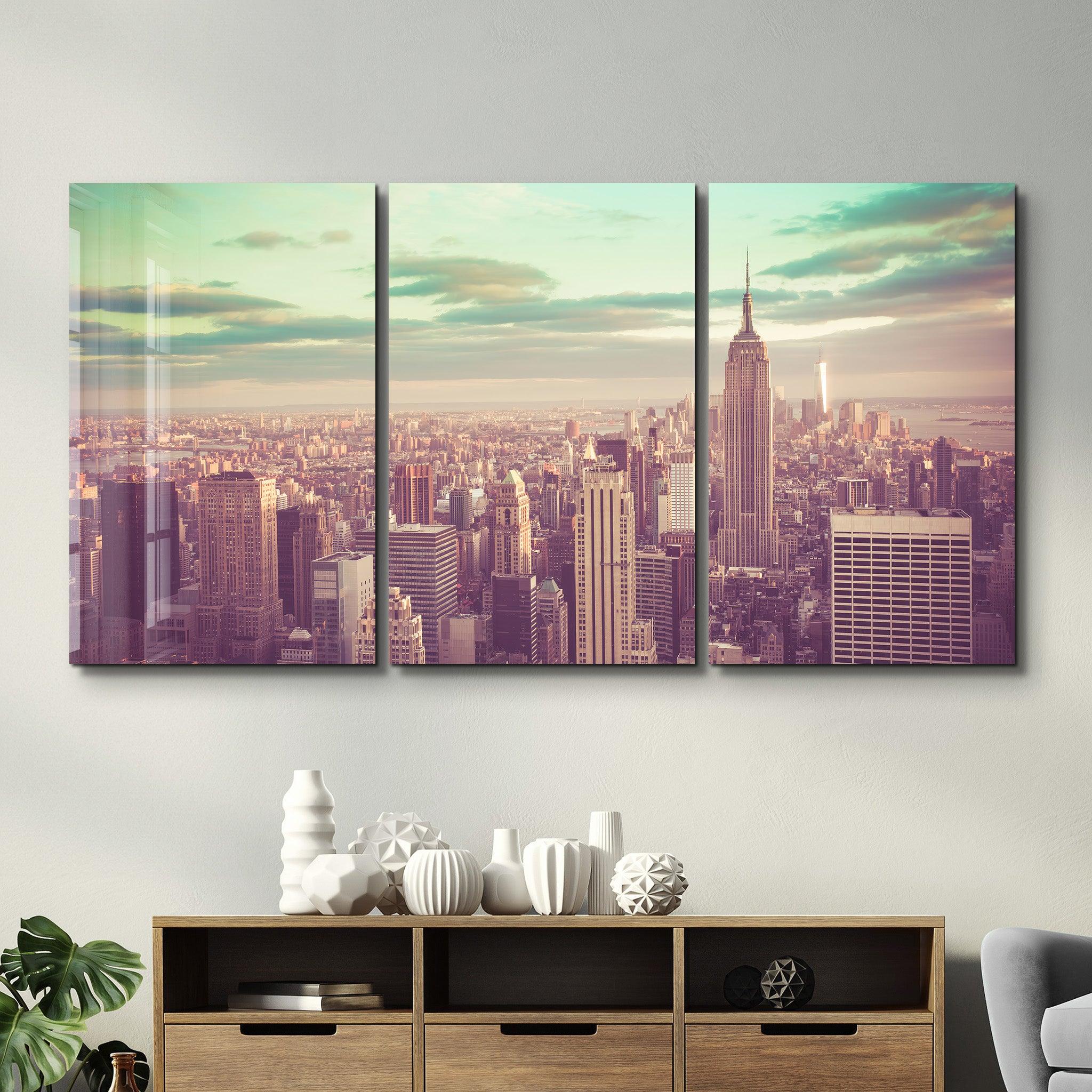 ・"NY Retro Filter - Trio"・Glass Wall Art - ArtDesigna Glass Printing Wall Art