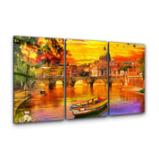 ・"Oil Painting Old River - Trio"・Glass Wall Art - ArtDesigna Glass Printing Wall Art