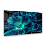 Macro Flower Blue Trio | Glass Wall Art
