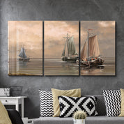 ・"Oil Painting Old Sea - Trio"・Glass Wall Art - ArtDesigna Glass Printing Wall Art