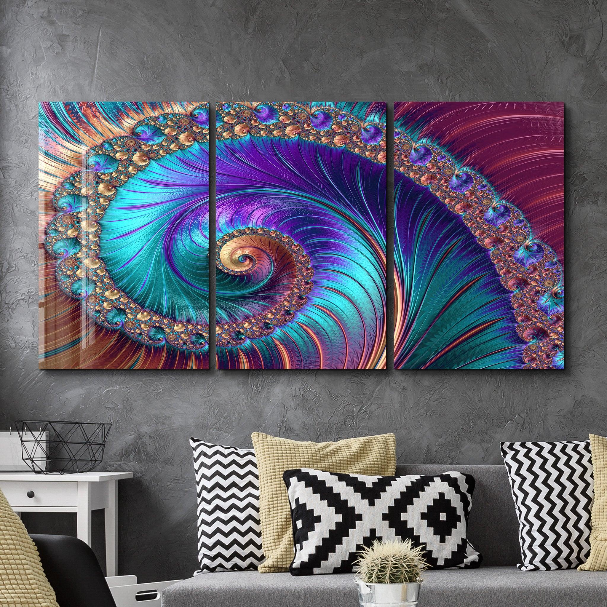 ・"Blue Swirl - Trio"・Glass Wall Art - ArtDesigna Glass Printing Wall Art