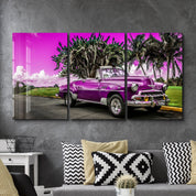 ・"Pink Chevy - Trio"・Glass Wall Art - ArtDesigna Glass Printing Wall Art