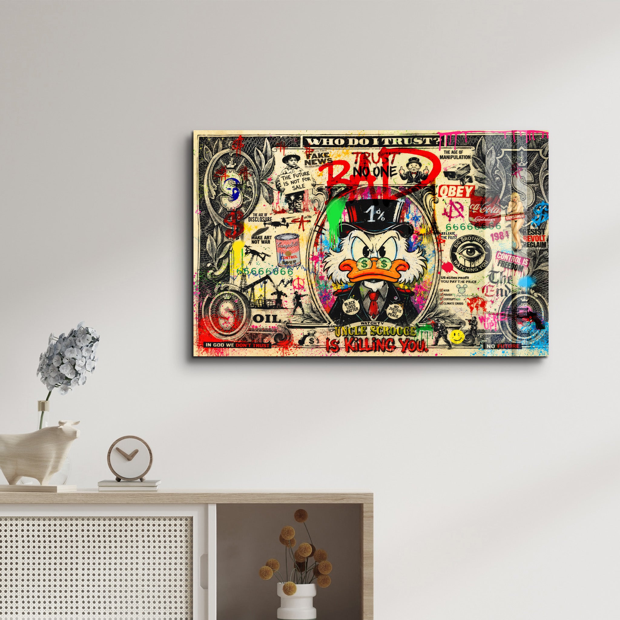 Trust no one by Mr. Pablo Costa | Glass Wall Art