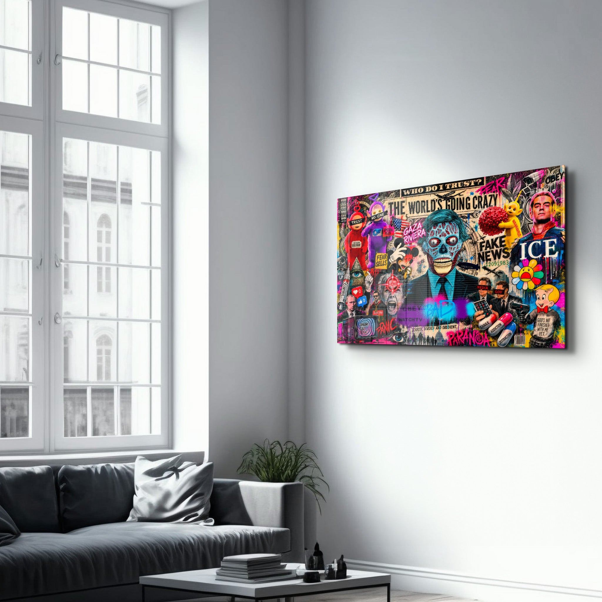 The world's going crazy by Mr. Pablo Costa | Glass Wall Art