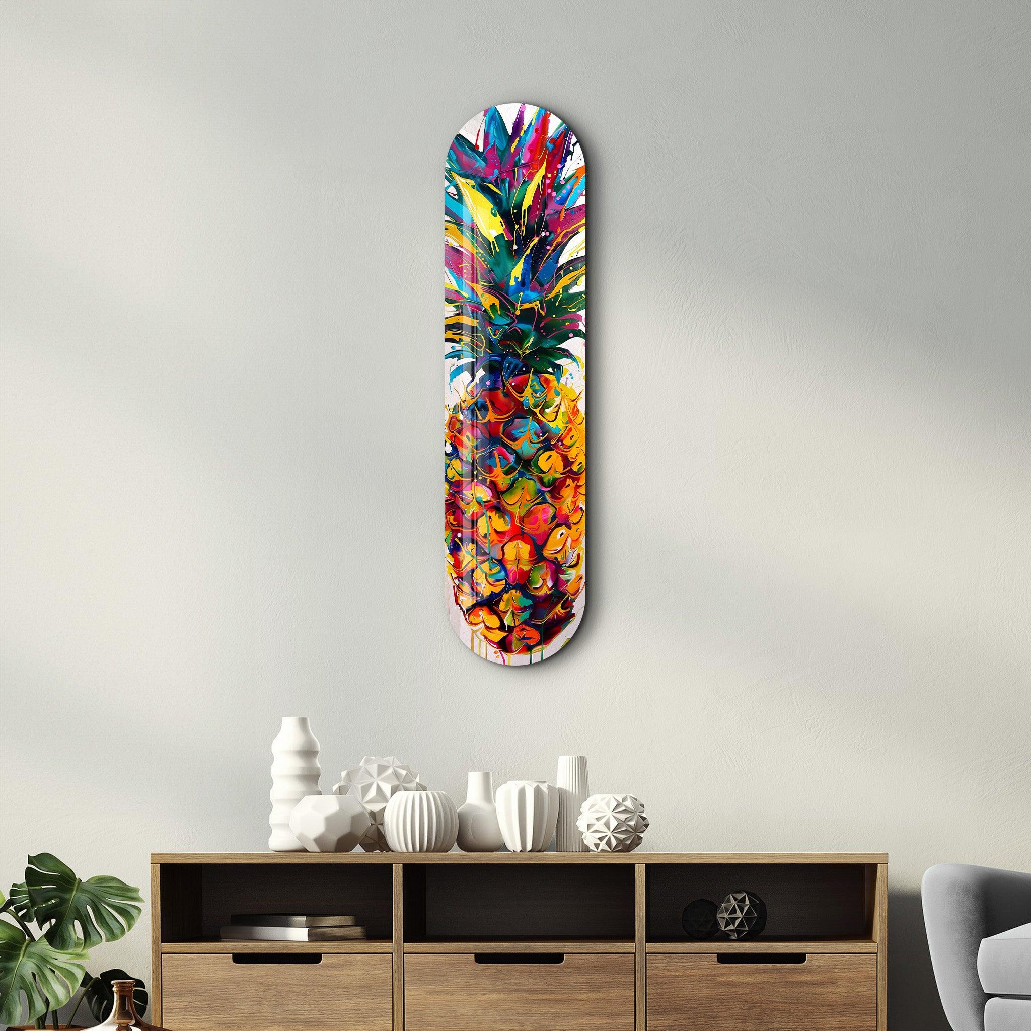 Watercolor Ananas | Glass Wall Art - Artdesigna