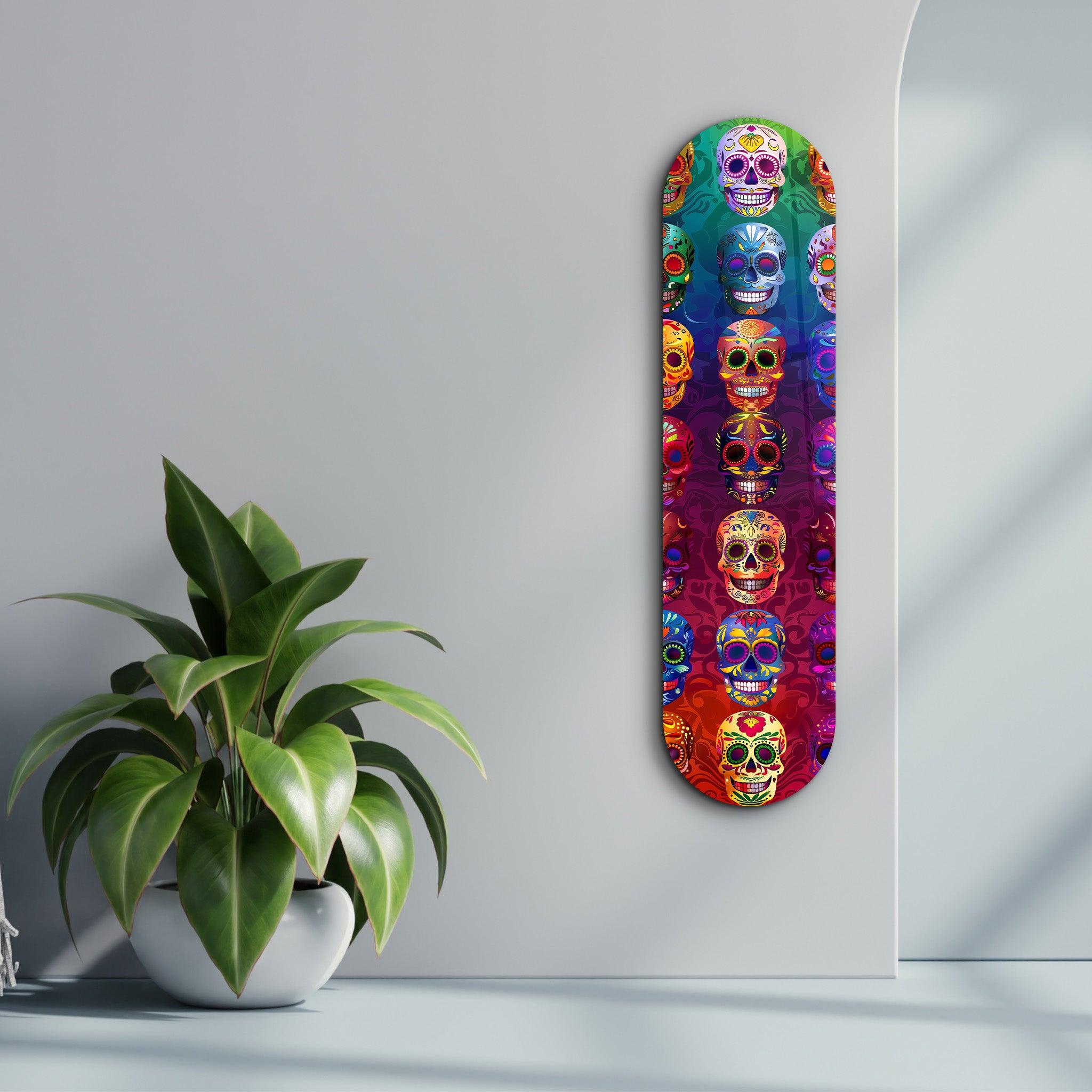 Sugar Skulls | Glass Wall Art - Artdesigna