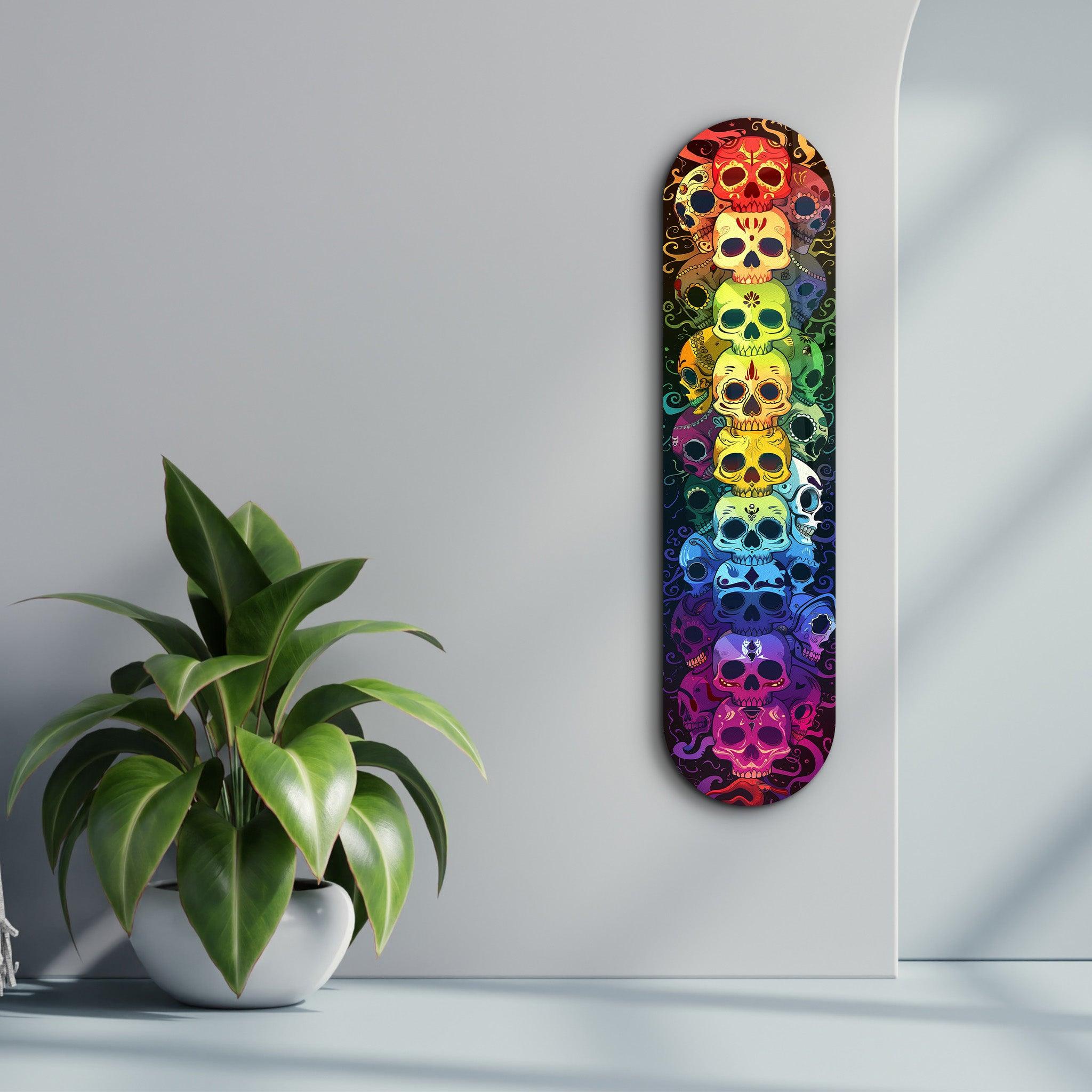 Colorful Skulls | Glass Wall Art - Artdesigna