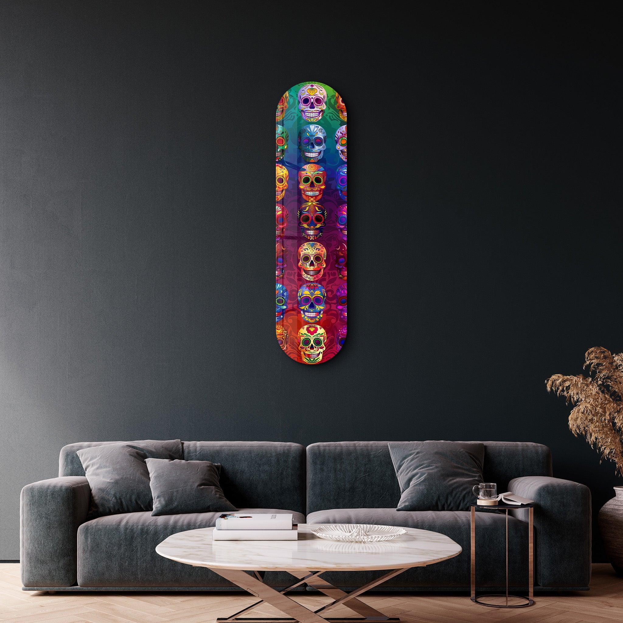 Sugar Skulls | Glass Wall Art - Artdesigna