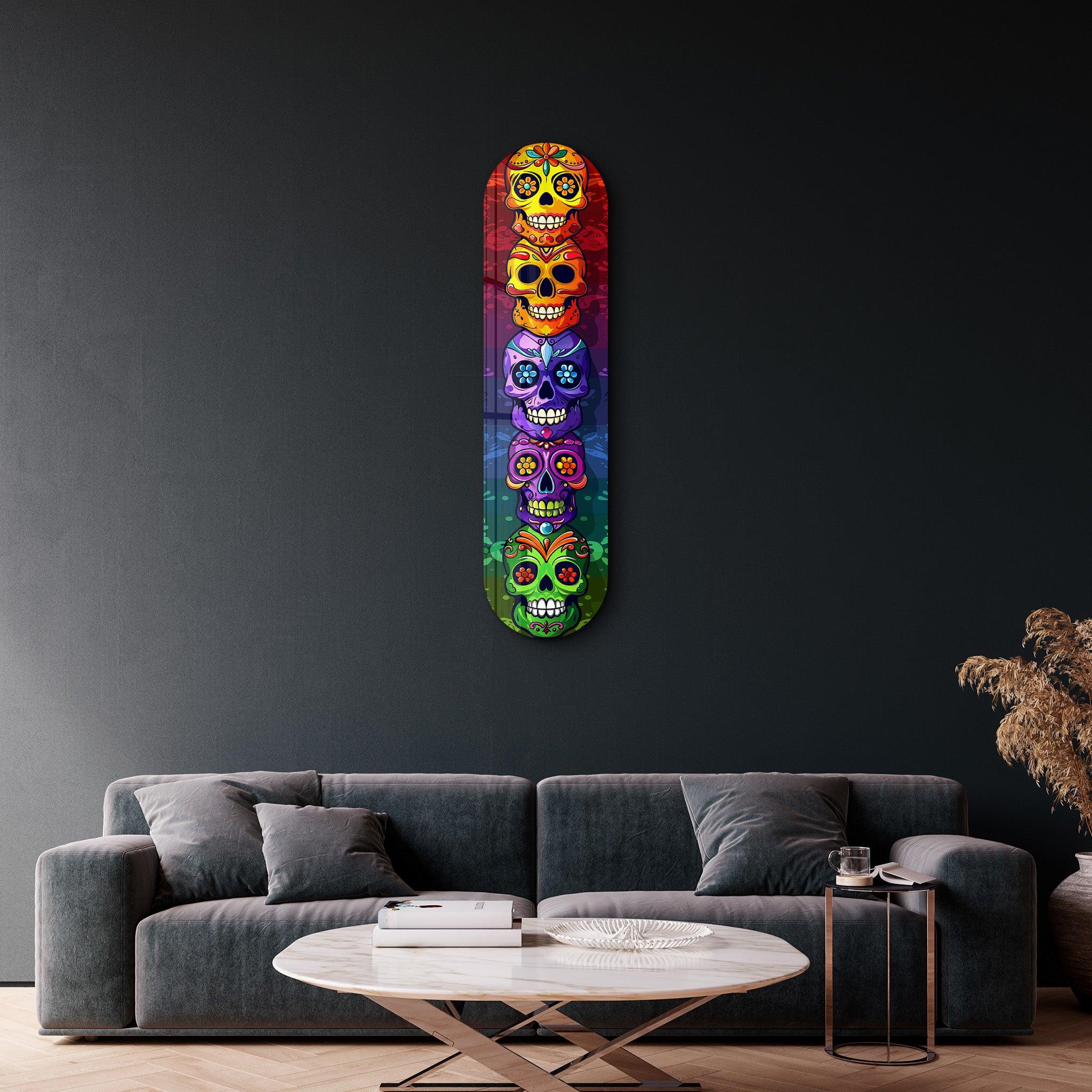 Sugar Skulls V2 | Glass Wall Art - Artdesigna