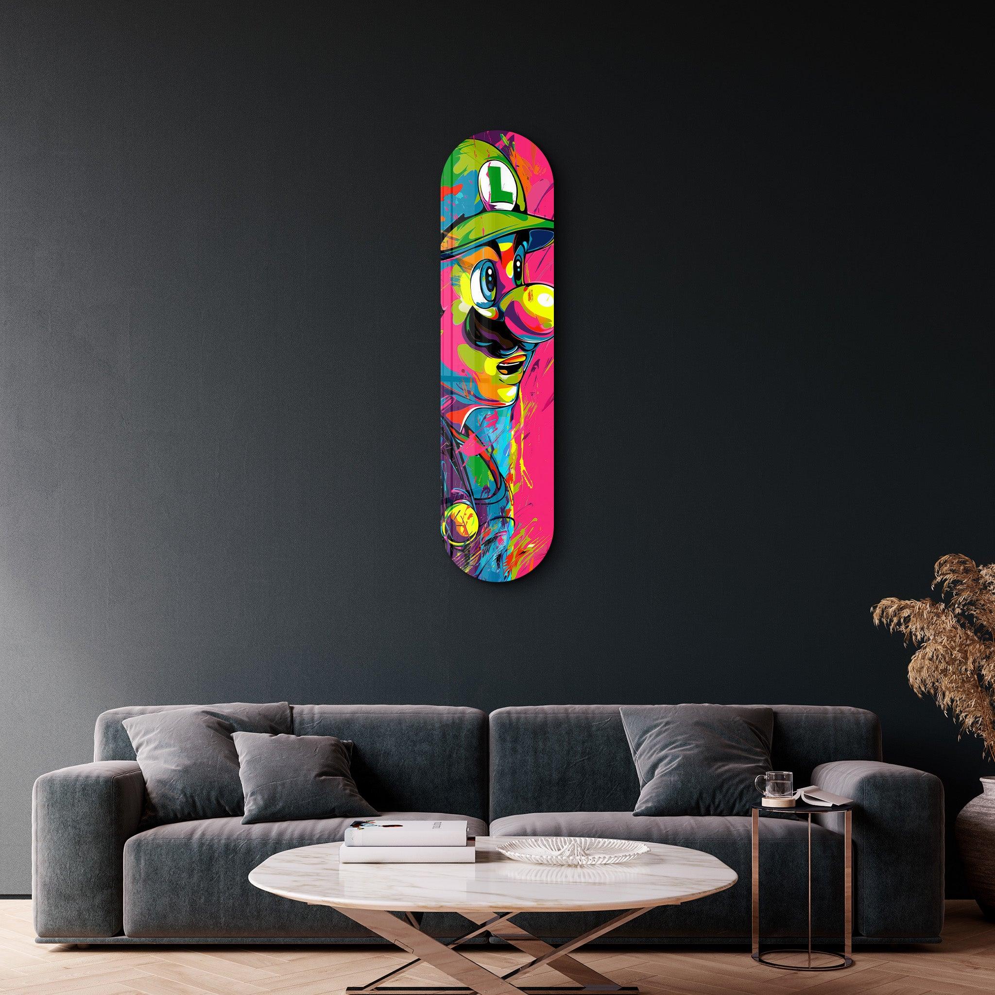 Luigi Fan Art | Glass Wall Art - Artdesigna