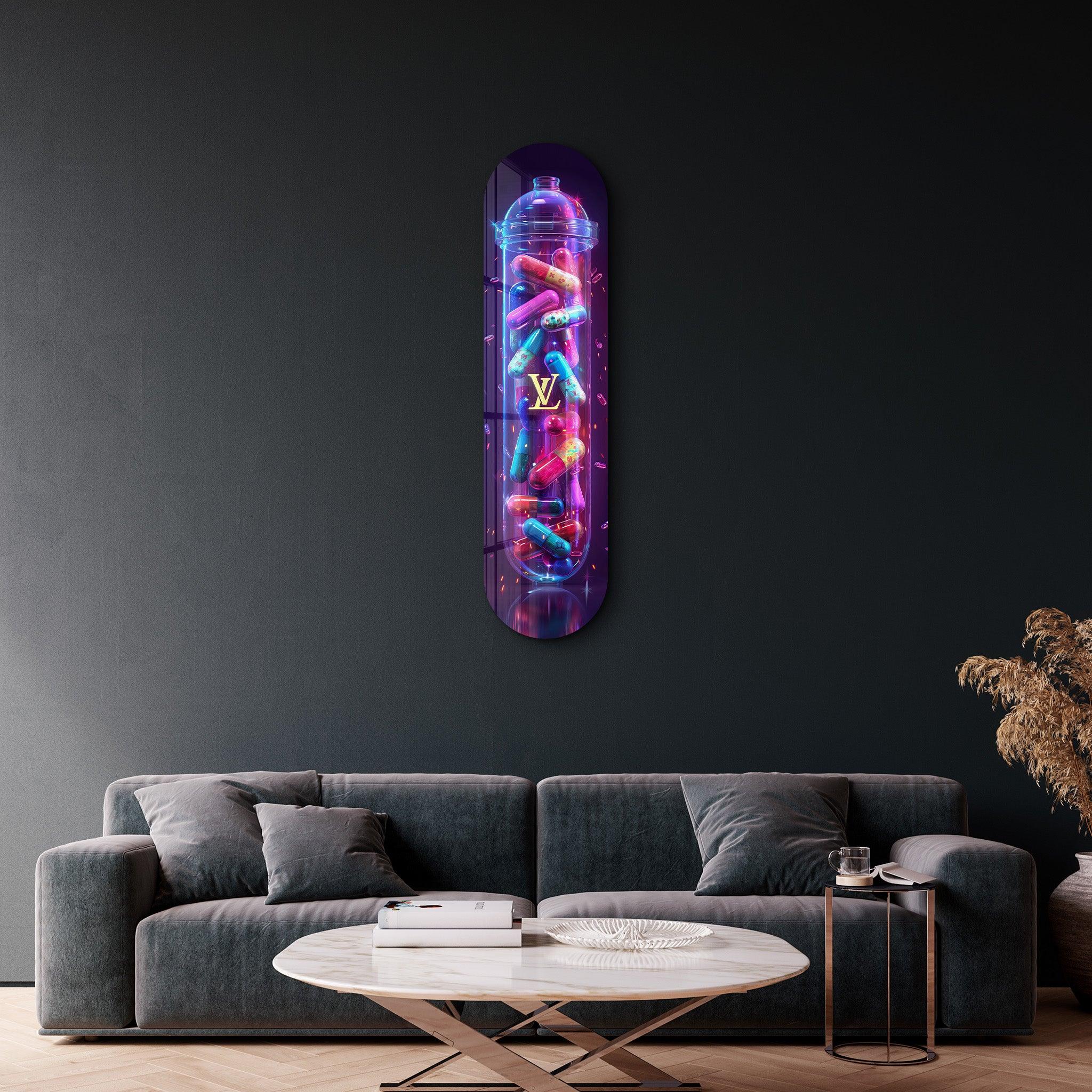 Colorful LV Tube| Glass Wall Art - Artdesigna