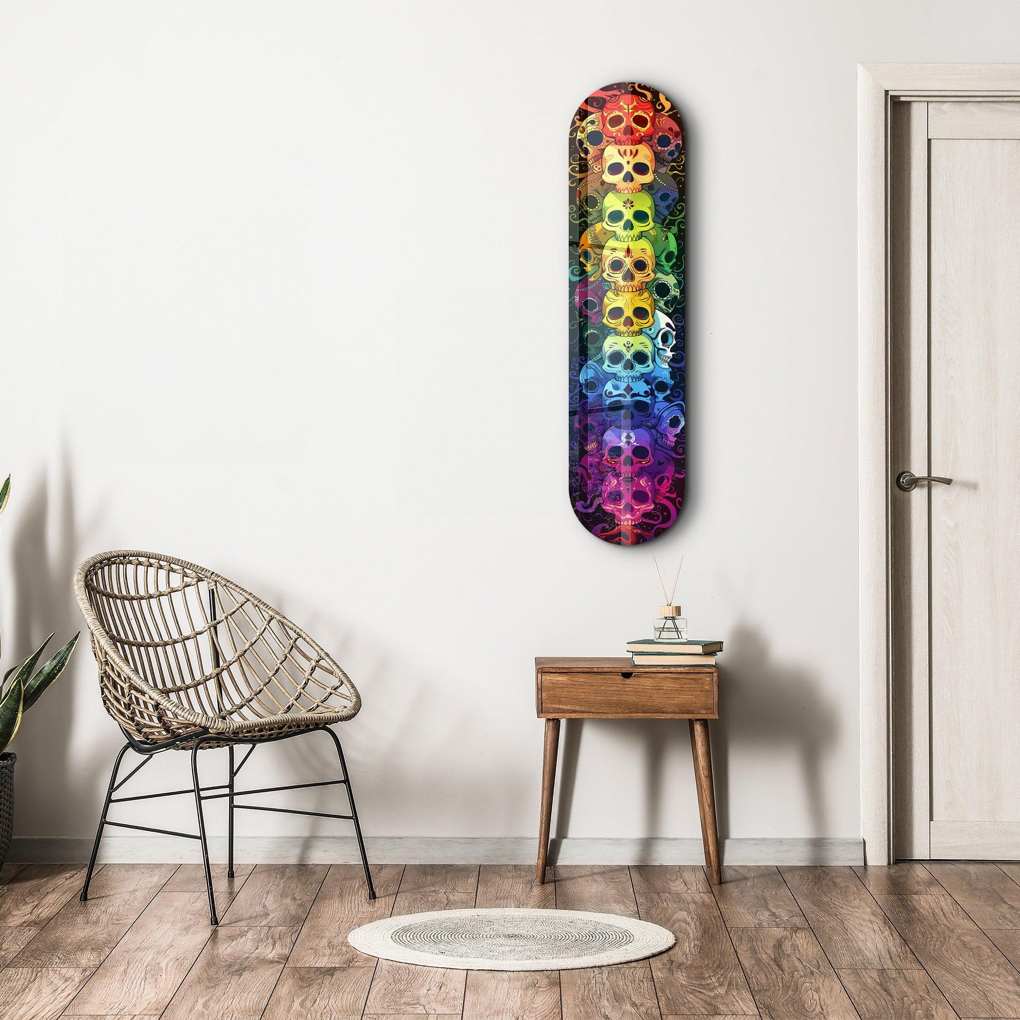 Colorful Skulls | Glass Wall Art - Artdesigna