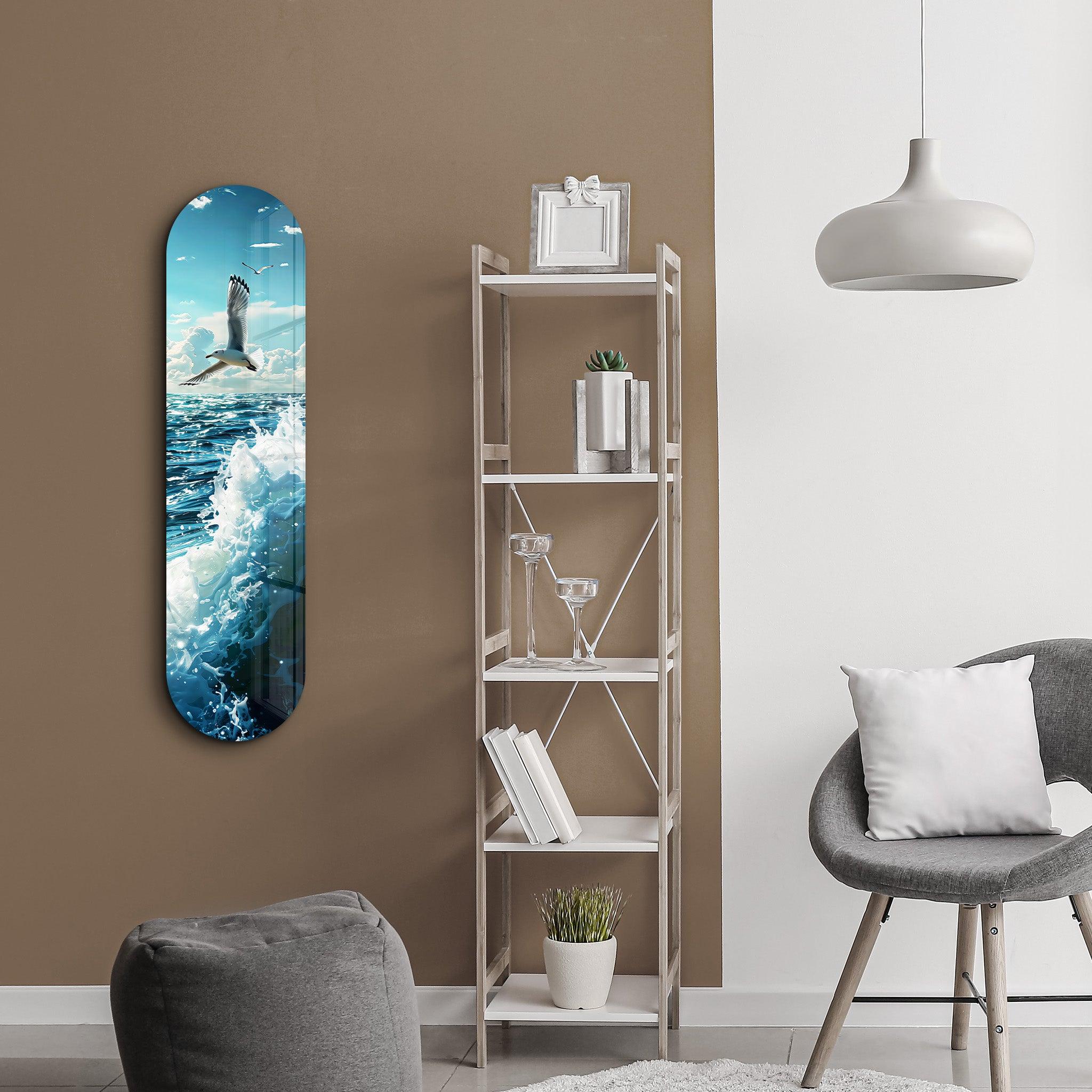 Sea Gull and Ocean | Glass Wall Art - Artdesigna