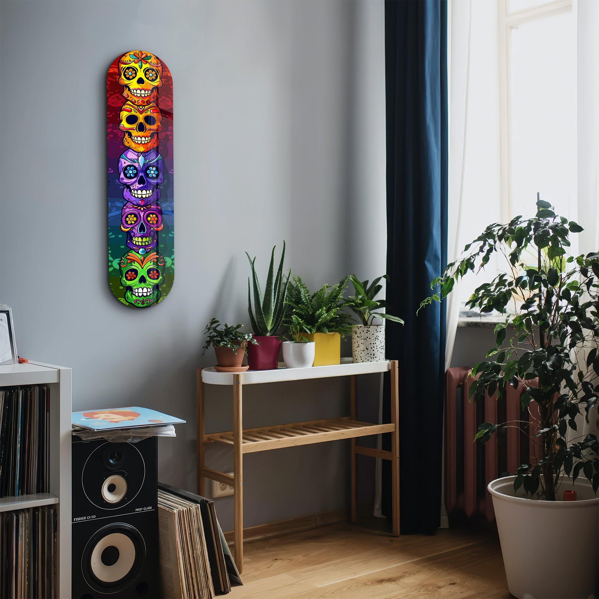 Sugar Skulls V2 | Glass Wall Art - Artdesigna