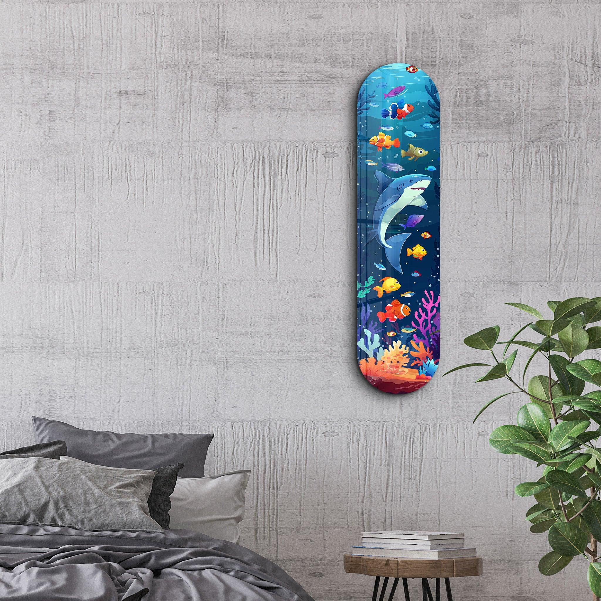 Sweet Shark 2| Glass Wall Art - Artdesigna