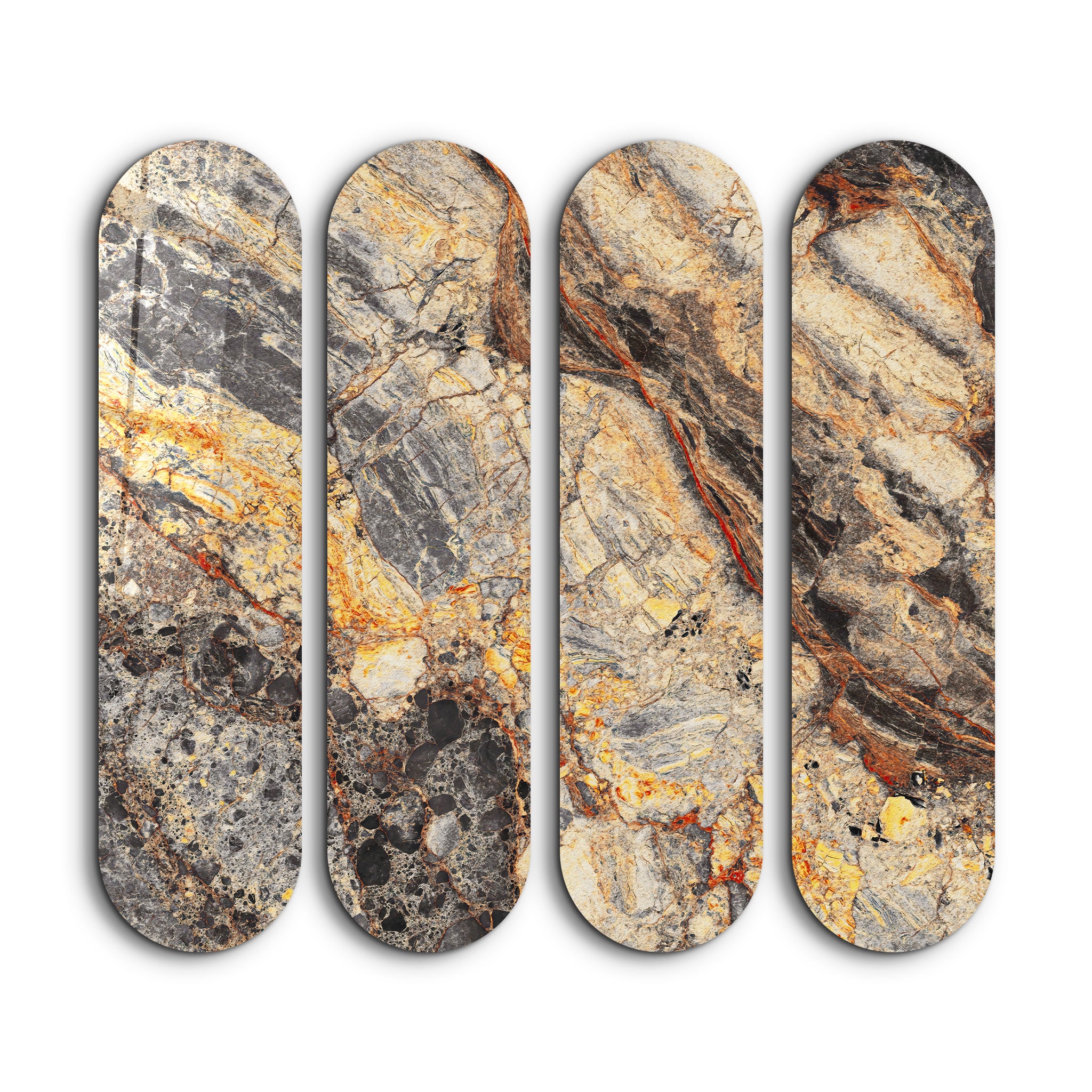 Ember Stone Quad | Glass Wall Art