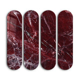 Crimson Marble Quad | Glass Wall Art