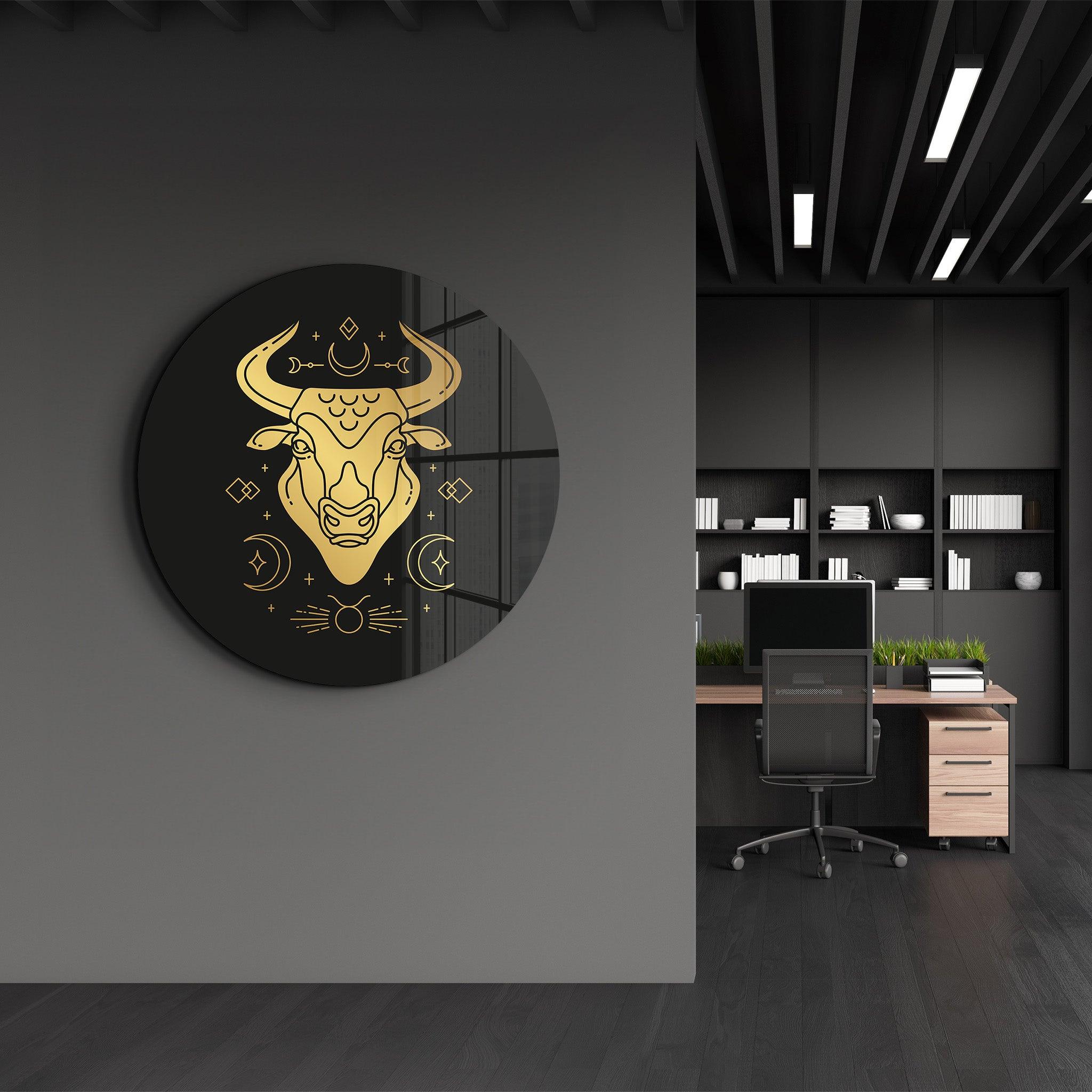 ・"Zodiac Signs - Taurus"・Rounded Glass Wall Art - ArtDesigna Glass Printing Wall Art