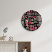 ・"Signs Black Pink"・Rounded Glass Wall Art - ArtDesigna Glass Printing Wall Art