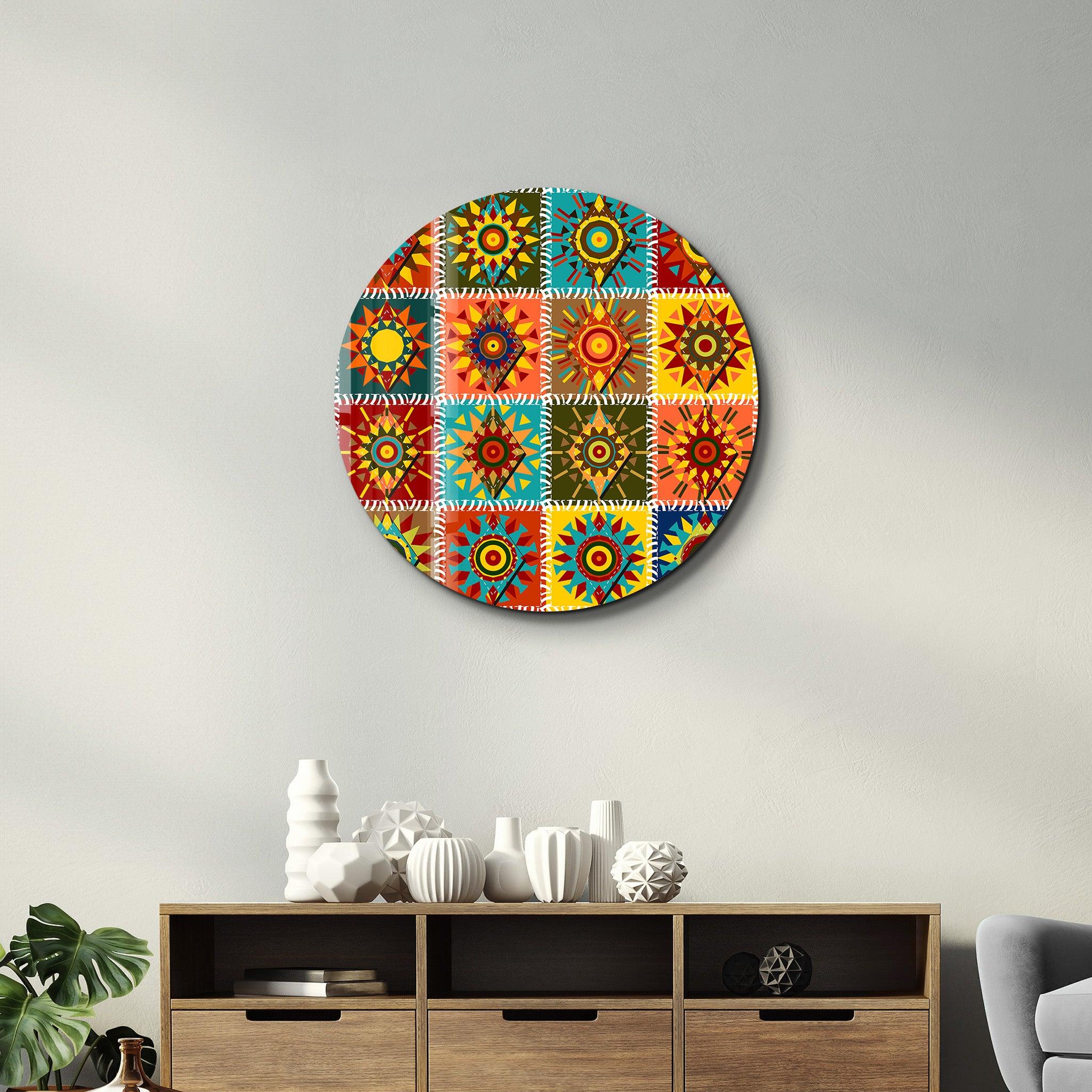 ・"Patchwork 2"・Rounded Glass Wall Art - ArtDesigna Glass Printing Wall Art