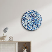 Blue Terrazzo | Rounded Glass Wall Art - Artdesigna