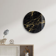 ・"Black Marble"・Rounded Glass Wall Art - ArtDesigna Glass Printing Wall Art