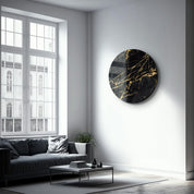 ・"Black Marble"・Rounded Glass Wall Art - ArtDesigna Glass Printing Wall Art