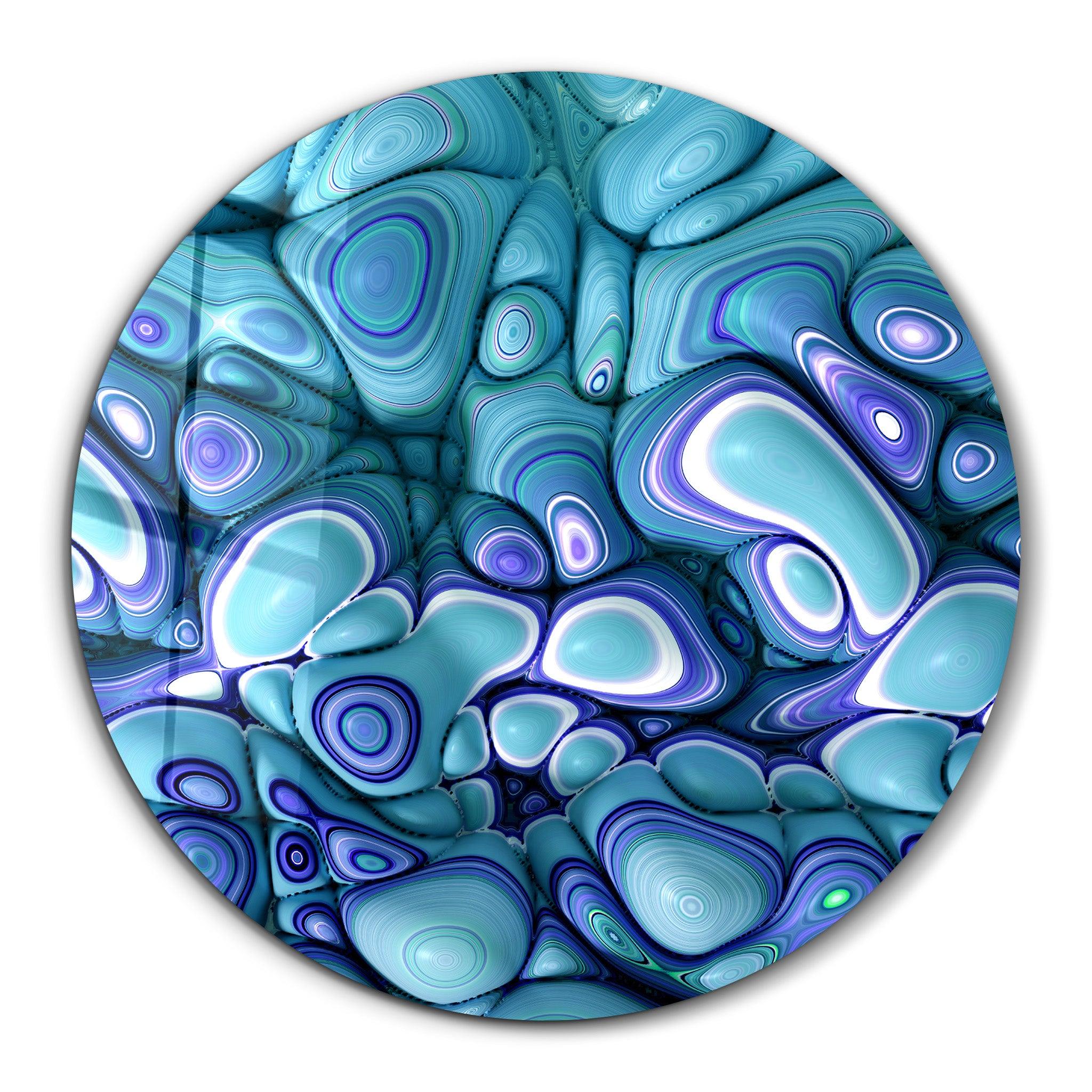 ・"Turquoise Abstract"・Rounded Glass Wall Art - ArtDesigna Glass Printing Wall Art